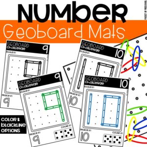 Number geoboard mats to practice numbers in a preschool, pre-k, or kindergarten room.