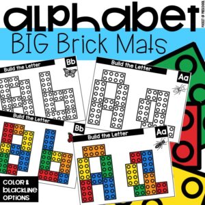 Alphabet big brick mats to practice letters in a preschool, pre-k, or kindergarten room.