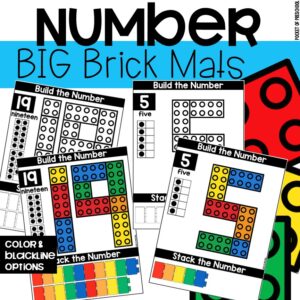 Number big brick mats to practice numbers in a preschool, pre-k, or kindergarten room.
