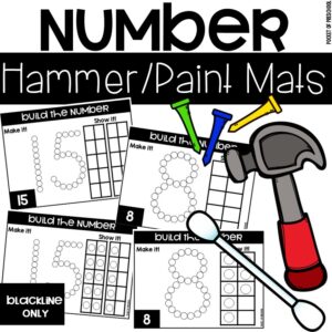 Number hammer/paint mats to practice numbers in a preschool, pre-k, or kindergarten room.