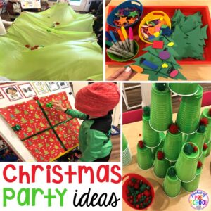 Christmas classroom party ideas - quick, easy, and dollar store finds! for preschool, pre-k, or lower elementary. #christmasparty #preschool #prek #kindergarten #schoolparty