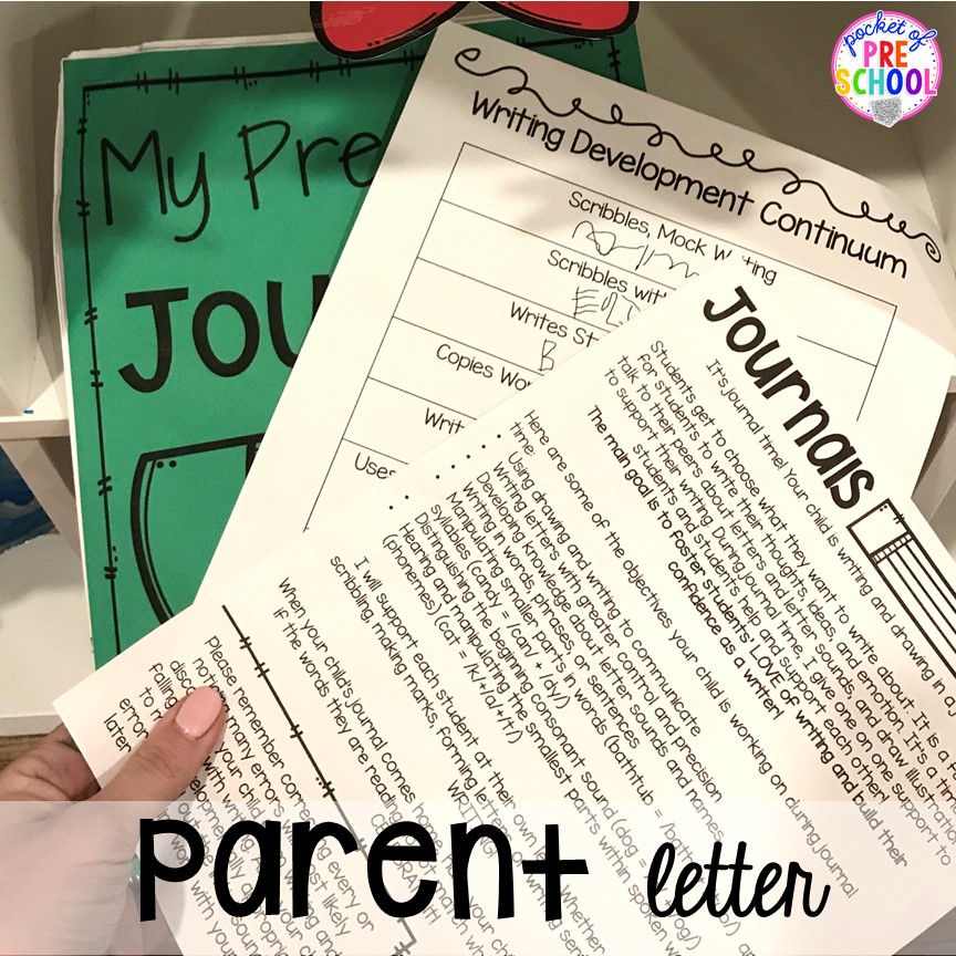 Parent note plus how to implement journal time and journal time ideas for little learners (preschool, pre-k, kindergarten) #prechool #prek #kindergarten #journals: