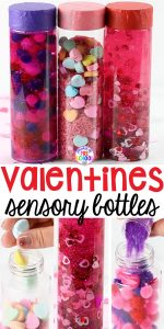 Valentines Sensory Bottles to help students calm down, for sensory processing, or fun science exploration. #sensory bottles #preschool #prek #toddler