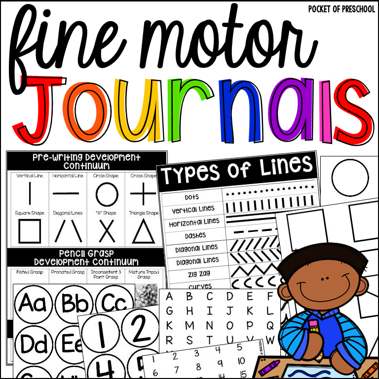 Use fine motor journals to help preschool, pre-k, or kindergarten students develop fine motor muscles and writing skills.