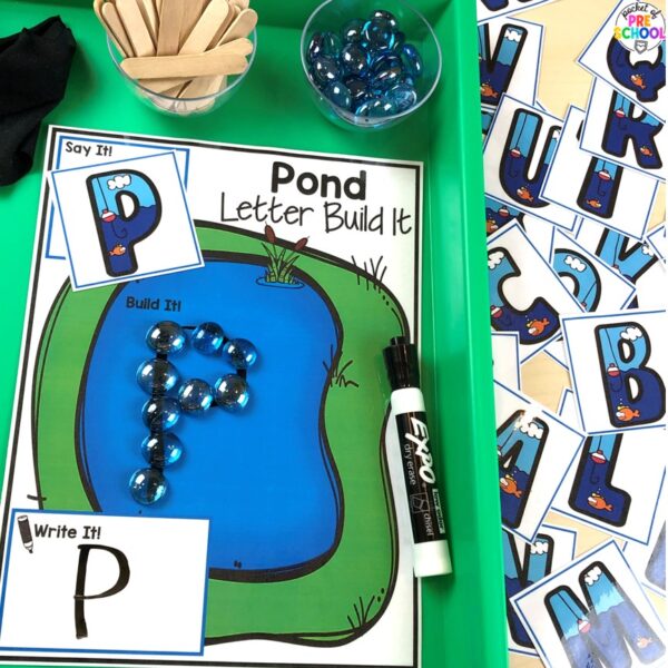Have a pond theme in your preschool, pre-k, or kindergarten classroom while learning math and literacy skills.