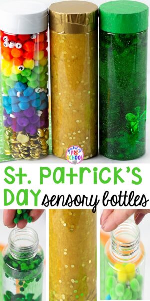 St. Patrick's Day Sensory Bottles - Pocket of Preschool