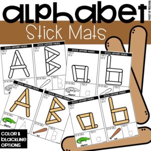 Alphabet stick mats to practice letters in a preschool, pre-k, or kindergarten room.