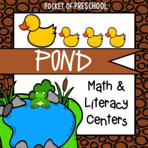 Have a pond theme in your preschool, pre-k, or kindergarten classroom while learning math and literacy skills.