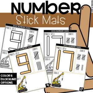 Number stick mats to practice numbers in a preschool, pre-k, or kindergarten room.