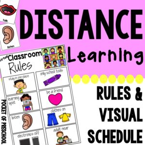 Distance learning routine for preschool, pre-k, or kindergarten students to continue learning at home