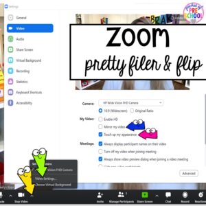 Distance learning tips and FREEBIES for preschool, pre-k, and kindergarten plus Zoom Tricks you NEED right now. Flip tehe screen, pretty filer and more.