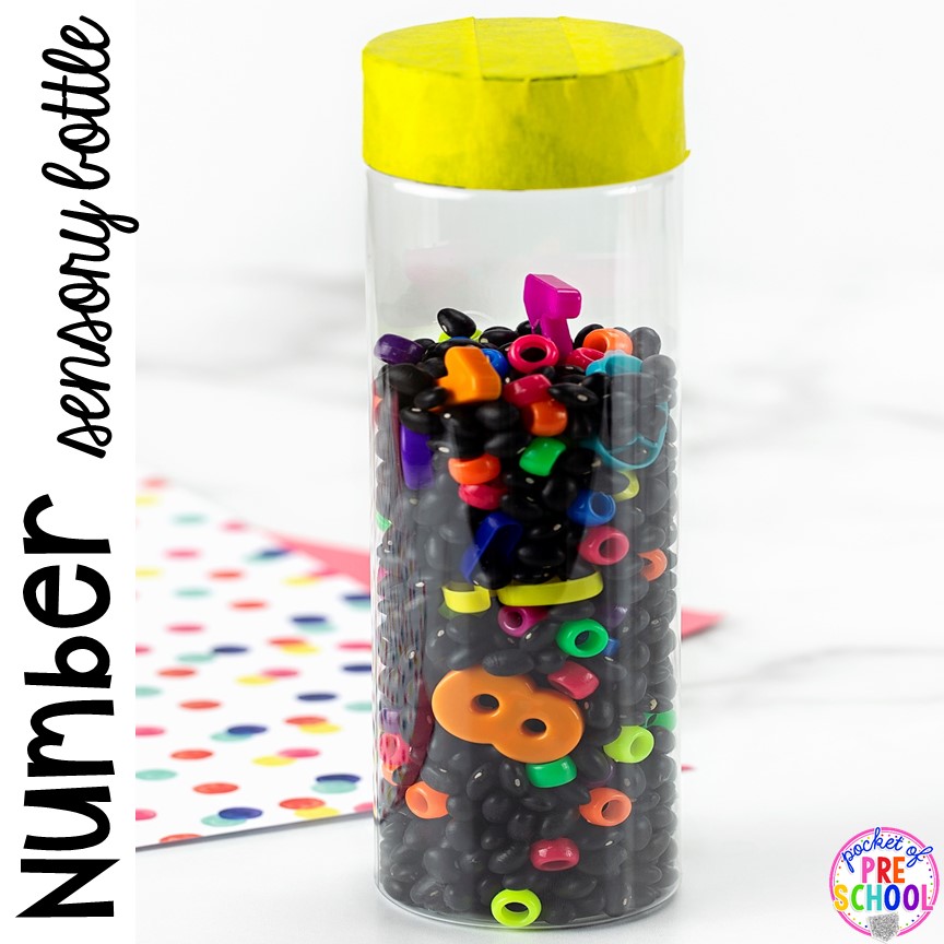 Magent number sesnory bottles and FREE Number Hunts! Fun number recognition game for preschool, pre-k and kindergarten.
