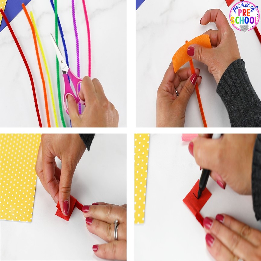 Pipe Cleaner Math - counting, making patterns, or adding! Low prep and fine motor fun for preschool, pre-k, and kindergarten.