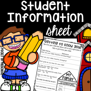 Free student information sheet to get to know your preschool, pre-k, or kindergarten students.