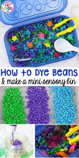 How to Dye Beans and Make a Mini Sensory Bin - Pocket of Preschool