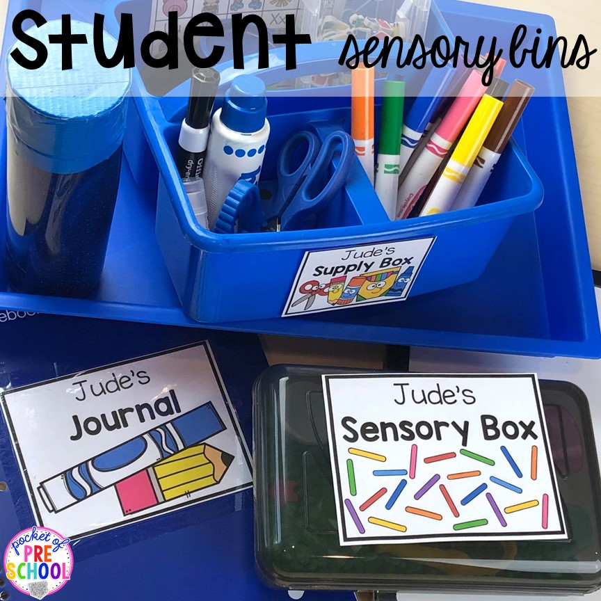 Individual student supply boxe labels (editable)! Perfect to keep everyone organized. Labels included: suppy box, sensory box, journal, letetr box, and math box.