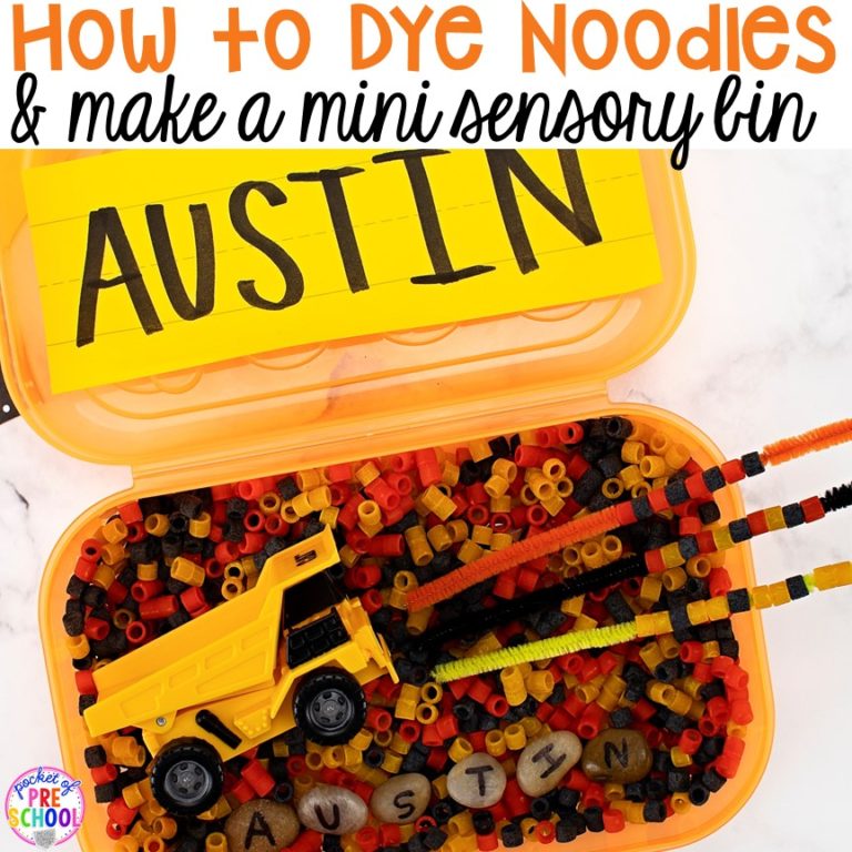 How to Dye Noodles and Make a Mini Name Sensory Bin