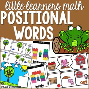 Little Learners Math Positional Words unit designed for preschool, pre-k, or kindergarten students