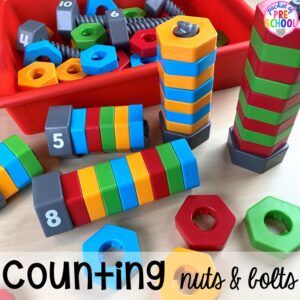 Favorite hands-on math activities and store bought games for preschool and pre-k.