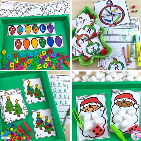 Have a holidays around the world theme in your preschool, pre-k, or kindergarten classroom while learning math and literacy skills.