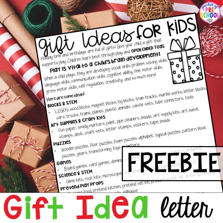 Gift Idea List to Send Home (Preschool – Kindergarten) for Christmas Time & Birthdays