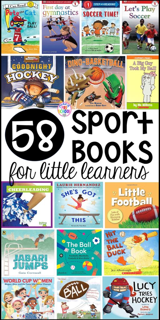 Sports theme booklist and for preschool, pre-k, and kindergarten. Most of these books can be used for a ball study or ball theme too.