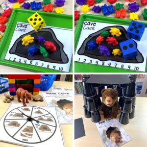 Have a hibernation theme in your preschool, pre-k, or kindergarten classroom while learning math and literacy skills.