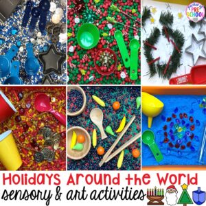 Holidays Around the World art and sensory activities for preschool, pre-k, and kindergarten.