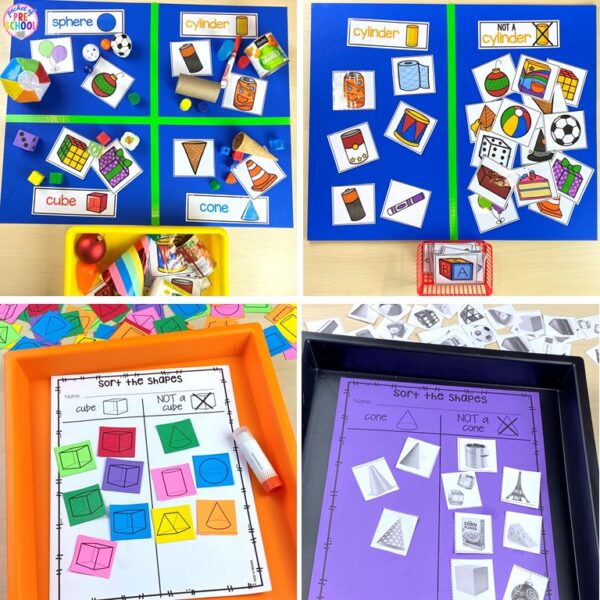 Learn about 3D shapes with this printable math unit designed for preschool, pre-k, and kindergarten students.