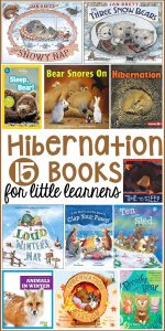 Hibernation book list for preschool, pre-k, and kindergarten. Perfect for a winter theme or hibernantion theme. #hibernationtheme #booklist #childrensbooklist