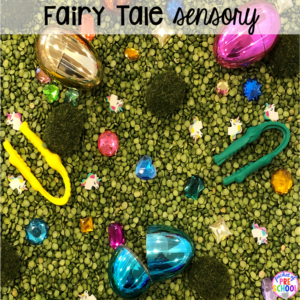 Fairy Tale sensory bin plus 40 sensory bin ideas for the whole year! #sensorybin #sensorytable #sensory #sesoryplay #preschool #prek #kindergarten