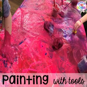 Open ended art idea - painting with tools to craete classroom decorations. Perfect for preschool, pre-k, and kindergarten.