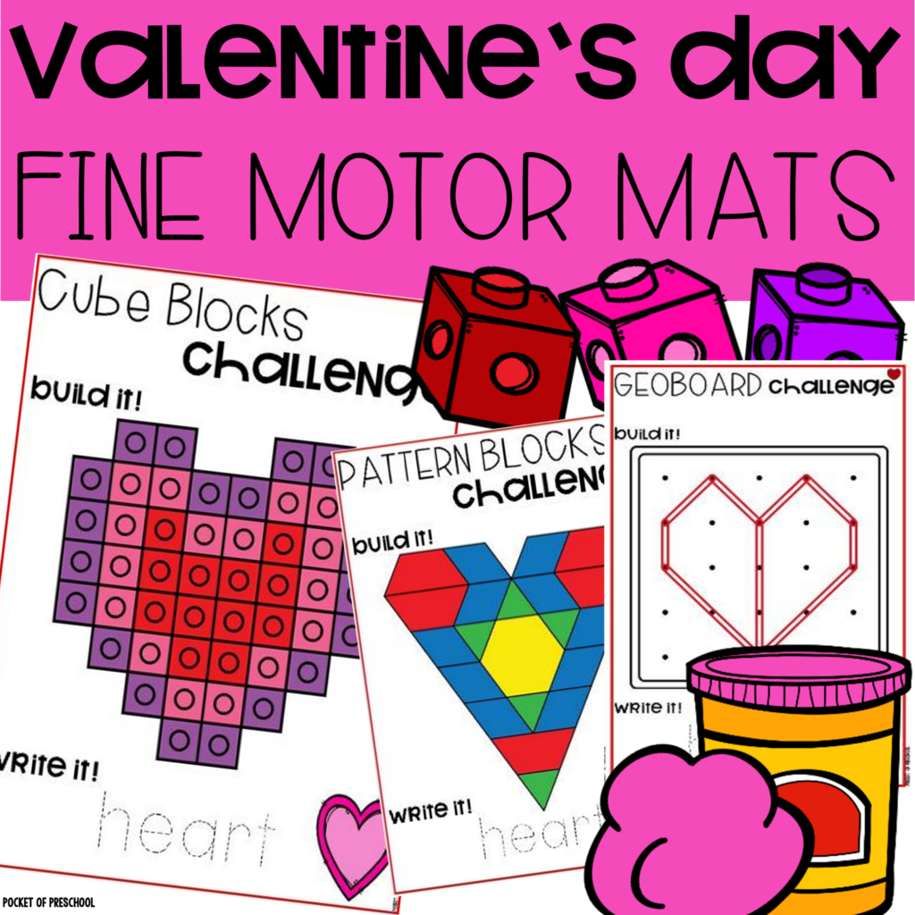Help preschool, pre-k, or kindergarten students develop fine motor skills with a cute Valentine's theme.