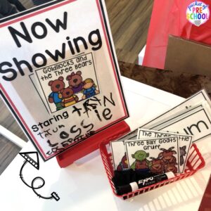 Now showing sign at the pretend theater in the dramatic play center! #preschool #prek #kindergarten