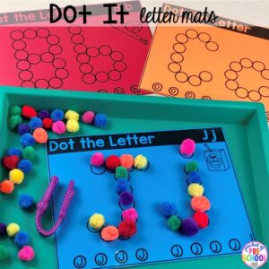 Dot it alphabet letter mats! Alphabet letter mats - build the letter and write it! Easy way to make learning letters and handwriting fun for preschool, pre-k, and kindergarten #letters #alaphabet #handwriting #preschool #prek #kindergarten
