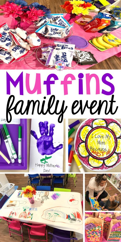 Muffins with Mom or Muffins in the Morning classroom event! Ideas, photos, and food so much fun. #preschool #prek #muffinswithmom #classroomevent