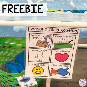 Sensory Table rules routine poster is a fabulous, visual way to teach and remind students how to play at the sensory table safely! Just print, cut, laminate, and post by the sensory table.