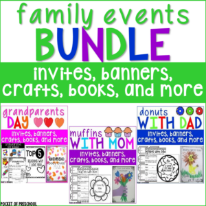Family events bundle includes three fun events you can do in your classroom to celebrate moms, dads, and grandparents. These packs have everything you will need to host successful family events all school year long. These have been designed for preschool, pre-k, and kindergarten classrooms.
