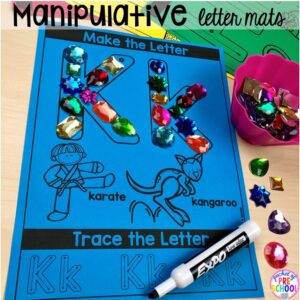 Build it manipulative alphabet letter mats! Alphabet letter mats - build the letter and write it! Easy way to make learning letters and handwriting fun for preschool, pre-k, and kindergarten #letters #alaphabet #handwriting #preschool #prek #kindergarten