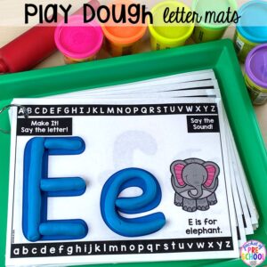 Playdough alphabet letter mats! Alphabet letter mats - build the letter and write it! Easy way to make learning letters and handwriting fun for preschool, pre-k, and kindergarten #letters #alaphabet #handwriting #preschool #prek #kindergarten