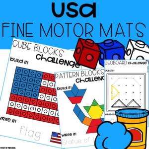 Help preschool, pre-k, or kindergarten students develop fine motor skills with a cute USA theme.