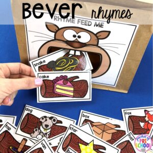 Beaver rhyme time! plus more pond theme activities and centers for preschool, pre-k, and kindergarten. #preschool #prek #pondtheme