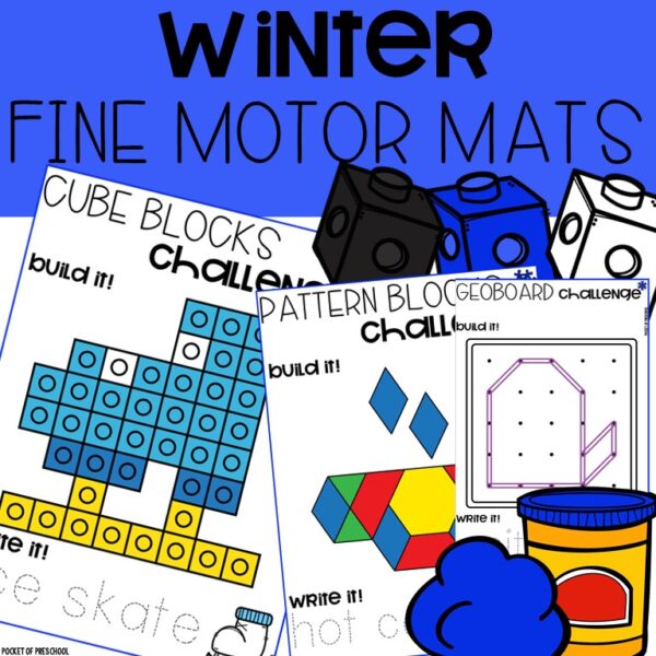 Winter Fine Motor Math Mats for Preschool, Pre-K, Kindergarten