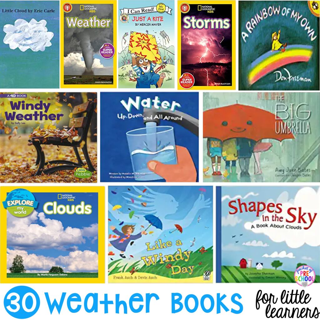 News & Weather Station Dramatic Play for Preschool, Pre-k, and Kindergarten 23 Weather book list for preschool, pre-k, and kindergarten. The perfect resources for a weather or science unit! #weatherunit #scienceunit #booklist #childrensbooklist