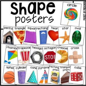 Real image shape posters for your preschool, pre-k, or kindergarten room.