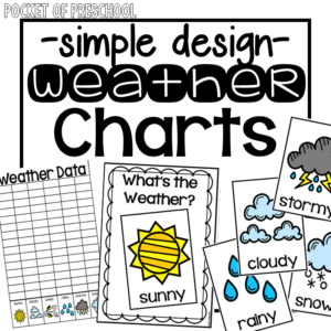 Simple design weather charts for your preschool, pre-k, or kindergarten room.