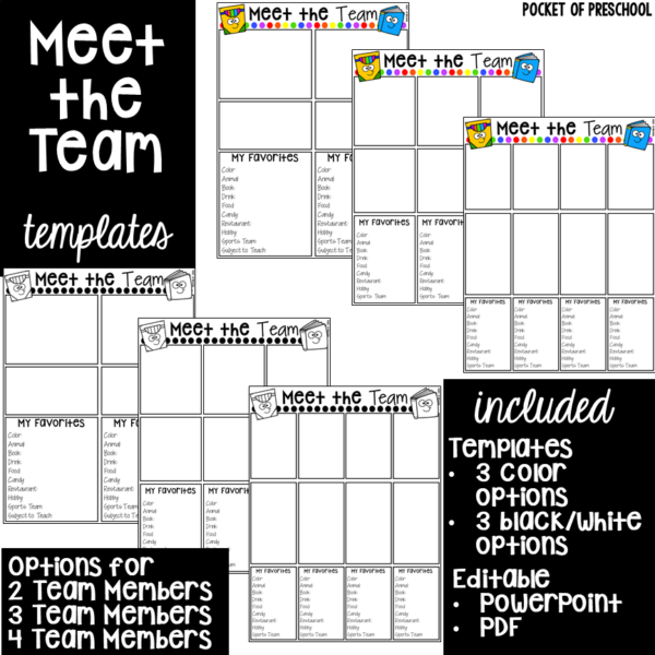 Meet the team templates to make your back to school time less stressful!