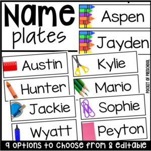 Real image name plates for your preschool, pre-k, or kindergarten room.