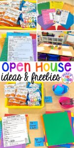 Open house ideas, hacks, & freebies for preschool, pre-k, and kindergarten. Plus some first day of school printables too. #preschool #prek #openhouse