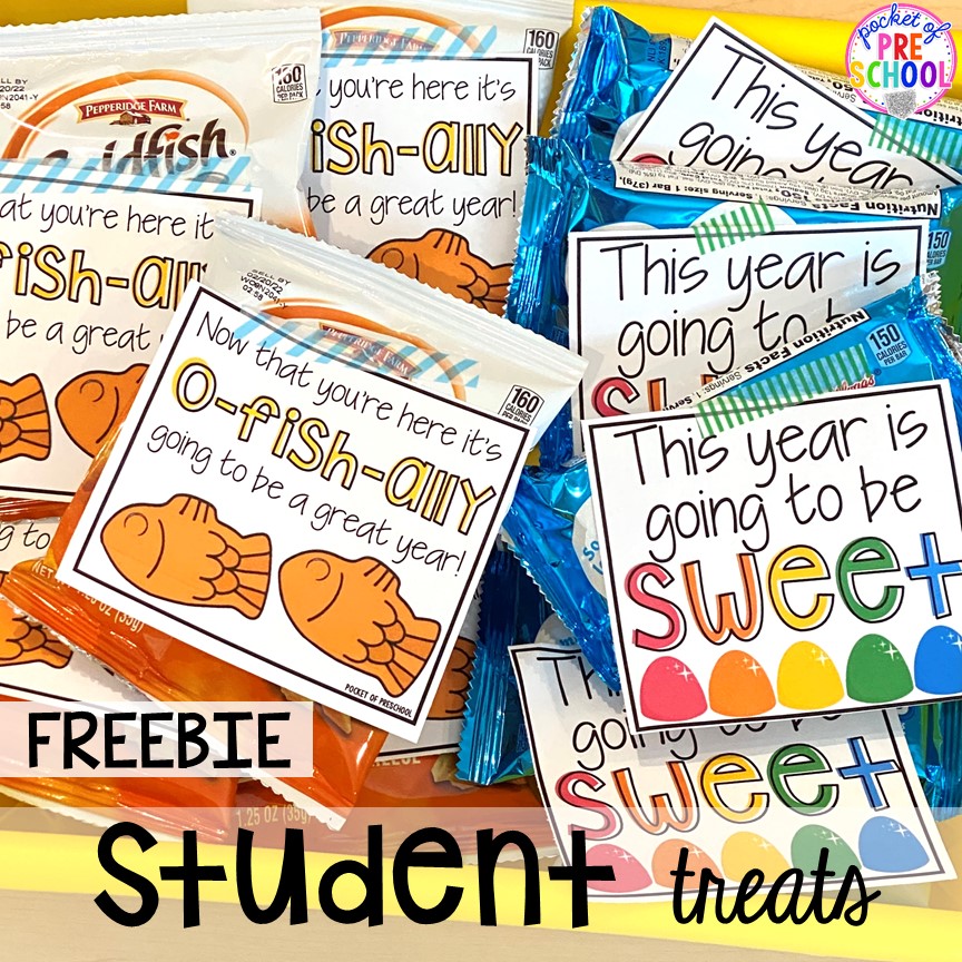 FREE student gift tags! Open house ideas, hacks, & freebies for preschool, pre-k, and kindergarten. Plus some first day of school printables too. #preschool #prek #openhouse